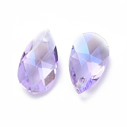 Фиолетовый Стеклянные стразы подвески, граненые, слеза, фиолетовые, 16x9x5.5 мм, отверстие : 1.4 мм