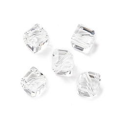 Прозрачный Стекло k9 стекло, имитация Австрийские кристаллические шарики, граненые, квадратный, прозрачные, 6x6x6 мм, отверстие : 1 мм