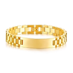 Golden Stainless Steel Watch Band Bracelets, Blank Stamping Tag Bracelet for Men Women, Golden, 8-1/4x1/2 inch(21x1.2cm)
