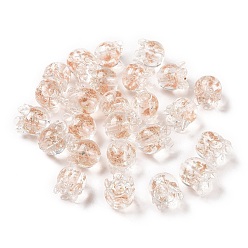 Clear Handmade Gold Sand Lampwork Beads, Tulip, Clear, 9x8.5mm, Hole: 1.6mm