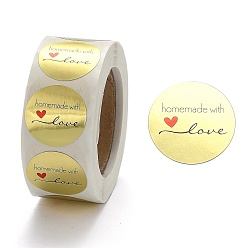 Золотистый DIY альбом, декоративные клейкие ленты, плоский круглый со словом ручной работы с любовью, золотые, 25 мм, о 500шт / рулон