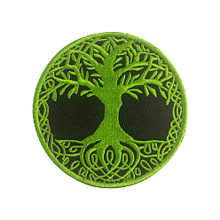 Lime Green Tree of Life Pattern Computerized Embroidery Cloth Iron on/Sew on Patches, Costume Accessories, Lime Green, 80mm
