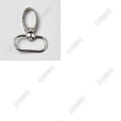 Platine 100 fermoirs pivotants en alliage de zinc,  crochet mousqueton, ovale, platine, 42.5x30x6mm, Trou: 26x11.5mm