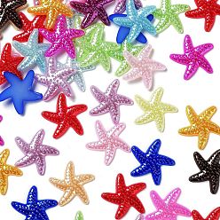 Mixed Color ABS Plastic Imitation Pearl Cabochons, Starfish/Sea Stars, Mixed Color, 18x19x2mm