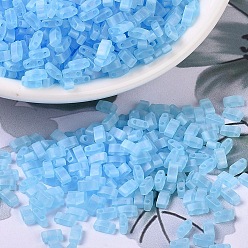 (HTL148FR) Матовая Прозрачная Аква AB Миюки половина бусины тила, японский бисер, 2 отверстие, (htl 148 fr) матовый прозрачный аква аб, 5x2.3x1.9 мм, отверстие : 0.8 мм, Около 250 шт / 10 г