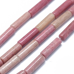 Rhodonite Natural Rhodonite Beads Strands, Column, 11~15x3.5~4.5mm, Hole: 1~1.2mm, about 28~30pcs/strand, 15.1~15.9 inch(38.5~40.5cm)