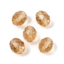 Champagne Gold K 9 cuentas de vidrio, imitación de vidrio cuentas de cristal austriaco, oval, facetados, dorado champagne, 8x6 mm, agujero: 1.2~1.4 mm