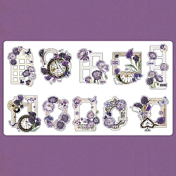 Medium Purple PET Sticker Labels, Self-adhesion, for Suitcase, Skateboard, Refrigerator, Helmet, Mobile Phone Shell, Medium Purple, 98~129x66~72mm, 10 styles, 2pcs/style, 20pcs/set