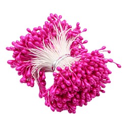 Magenta Eco-Friendly Matte Gypsum Flower Core, Double Heads Flower Stamen Pistil, for Artificial Flower Making, Scrapbook, Home Decoration, Magenta, 3mm, 288pcs/bag