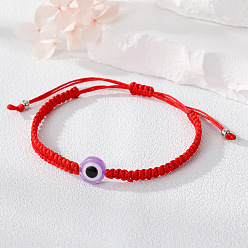 4# Red String Purple Round Eye Bracelet Colorful Handmade Evil Eye Bracelet with Adjustable Drawstring for Women and Men