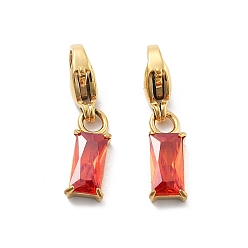 Гиацинт Прямоугольник 304 подвеска из нержавеющей стали со стразами, с карабин-лобстерами , ионное покрытие (ip), реальный 14 k позолоченный, гиацинт, 20 мм