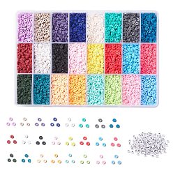 Couleur Mélangete Kits de bijoux de perles de bricolage, y compris disque/plat rond perles d'argile polymère faites à la main, perles heishi, perles acryliques rondes plates, couleur mixte, 4x1mm, Trou: 1mm, 240g