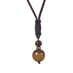 Tiger's Eye design Handmade Tiger Eye Necklace with Peacock Green Dongling Pendant for Women