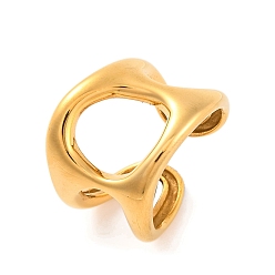 Золотой Ионное покрытие (IP) 304 полые круглые широкие манжеты из нержавеющей стали на палец для женщин, золотые, 18 мм, размер США 6 (16.5 мм)