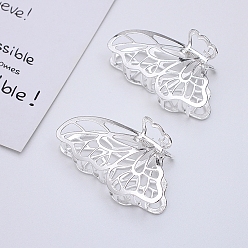 Silver Alloy Claw Hair Clips, Butterfly, Silver, 80x50mm