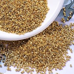 (DB1833) Гальваническый Желто-золотой Дуракоат Бусины miyuki delica, цилиндр, японский бисер, 11/0, (db 1833) дюракаль оцинкованное желтое золото, 1.3x1.6 мм, отверстие : 0.8 мм, Около 2000 шт / 10 г