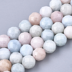 Morganite Natural Morganite Beads Strands, Faceted, Round, 7.5~8x8mm, Hole: 1mm, about 23~25pcs/strand, 7.48 inch