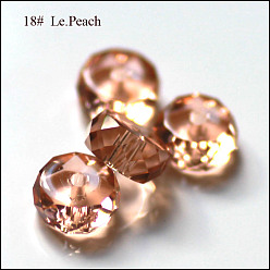 PeachPuff Imitation Austrian Crystal Beads, Grade AAA, Faceted, Flat Round, PeachPuff, 8x3.5mm, Hole: 0.9~1mm