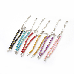 Mixed Color Adjustable Nylon Cord Bracelet Making, with Brass Findings, Long-Lasting Plated, Real Platinum Plated, Mixed Color, 6-7/8 inch(17.5cm), 2~3mm, Hole: 1.5mm