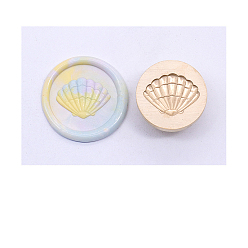 Shell Shape Golden Tone Wax Seal Brass Stamp Head, for Invitations, Envelopes, Gift Packing, Shell Shape, 25x25mm