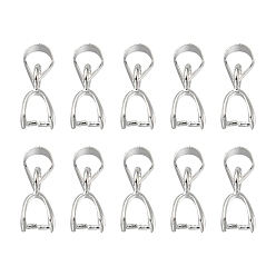 Silver 10Pcs Alloy Ice Pick Pinch Bails for Pendant Making, Silver, 13mm, Hole: 4x3.5mm, Pin: 0.7mm