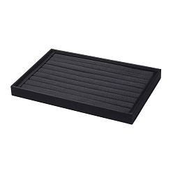 Black Wood Ring Displays, Cover with Cloth, Rectangle, Black, 35x24x3cm