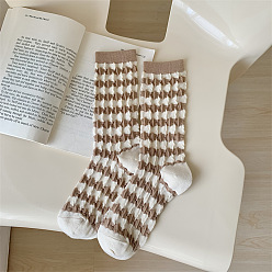Tan Stripe Pattern Cotton Knitting Socks, Winter Warm Thermal Socks, Tan, 300x70mm