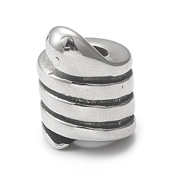 Antique Silver 304 Stainless Steel European Beads, Grooved Beads, Large Hole Beads, Column, Antique Silver, 10x13.5mm, Hole: 5mm