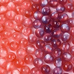 Salmon Opaque UV Reactive Beads, Color Changing Beads, Round, with Glitter Powder, Salmon, 10mm, Hole: 1.6mm
