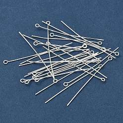 Серебро 50мм латунные штифты с серебристым покрытием, без кадмия и без свинца, металл ювелирные фитинги, 50x0.7 мм, отверстие : 2 мм