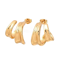 Золотой 304 из нержавеющей стали серьги, c-образный, золотые, 16x17 мм