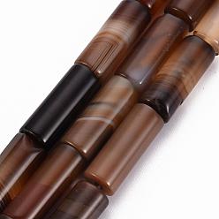 Natural Agate Natural Madagascar Agate Beads Strands, Column, 20x8mm, Hole: 1.5mm, about 19~20pcs/strand, 14.96~15.94 inch