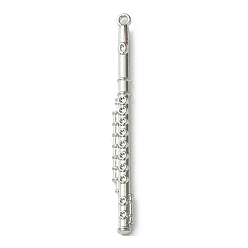 Platinum Alloy Pendants, flute, Platinum, 60x5x3.5mm, Hole: 1.8mm