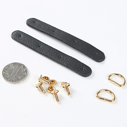 Black Imitation Leather Buckles, with Screws and D Rings, for Purse Making Supplies, Black, 9.5x1.2cm
