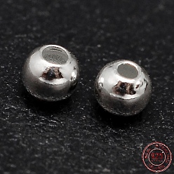 Silver 925 Sterling Silver Beads, Seamless Round Beads, Silver, 3.5mm, Hole: 1.2mm