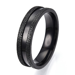 Черный 201 рифленое кольцо из нержавеющей стали для мужчин и женщин, электрофорез черный, внутренний диаметр: 21 мм, широк: 6 мм