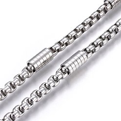 Stainless Steel Color 304 Stainless Steel Box Chains, Unwelded, Stainless Steel Color, 3.5~8.5x4~5mm