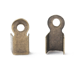 Antique Bronze Iron Folding Crimp Ends, Fold Over Crimp Cord Ends, Antique Bronze, 6x3x2.3mm, Hole: 1.2mm