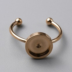Or Rose 304 composants de l'anneau de manchette en acier inoxydable, avec 201 plateau et perles en acier inoxydable, or rose, taille us 8 1/4 (18.3 mm), Plateau: 8 mm