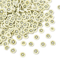 Kiwi Fruit Handmade Polymer Clay Cabochons, Light Khaki, Kiwi Fruit, 5x0.5~1.1mm, about 35714pcs/1000g