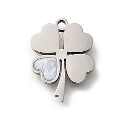 Нержавеющая Сталь Цвет 304 прелести нержавеющей стали, клевер, с пластиковой имитацией оболочки, цвет нержавеющей стали, 13x9.5x1.5 мм, отверстие : 1 мм