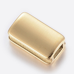 Golden 304 Stainless Steel Slide Charms, Rectangle, Golden, 11x6.5x4mm, Hole: 2.5x3mm