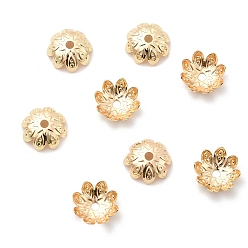 Light Gold Шапочки и конусы для бусин, латунные, 8-лепестков цветка, золотой свет, 9.5x9.5x3.5 мм, отверстие : 1.6 мм