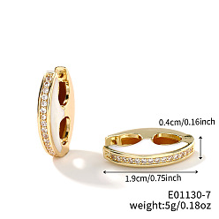 Белый Ретро-серьги-кольца из латуни и эмали, мода уникальная личность серьги аксессуары, золотые, белые, 19x4 мм