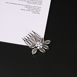 Античное Серебро Сплав расчески для волос, аксессуары для волос для женщин и девочек, цветок, античное серебро, 40x50 мм