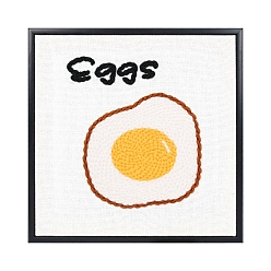 Egg Punch Embroidery Beginner Kits, including Embroidery Fabric & Yarn, Punch Needle Pen, Threader, Photo Frame, Instruction, Egg, 300x300mm