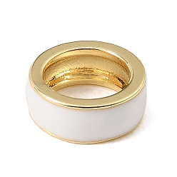 Weiß Zwischenperlen aus Messing-Emaille, langlebig überzogen, cadmiumfrei und bleifrei, echt 18 k vergoldet, Gestell, weiß, 11x4 mm, Bohrung: 7.5 mm