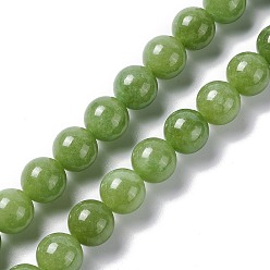 Зеленый лайм Бусины из натурального белого нефрита, окрашенные, круглые, зеленый лайм, 12 мм, отверстие : 1.2 мм, около 32 шт / нитка, 15.16'' (38.5 см)