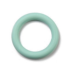 Medium Aquamarine Ring Silicone Beads, Chewing Beads For Teethers, DIY Nursing Necklaces Making, Silver, 65x10mm, Hole: 3mm, Inner Diameter: 46mm