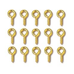 Golden Iron Screw Eye Pin Peg Bails, For Half Drilled Beads, Golden, 8x4x1mm, Hole: 2mm
